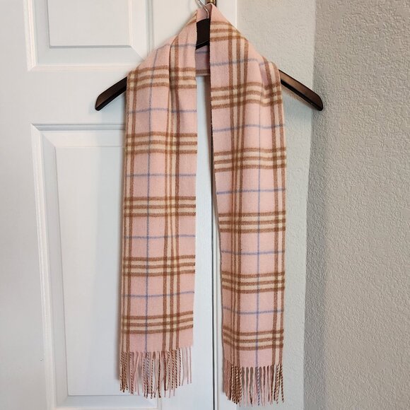 Burberry 100% Lambswool Check Scarf in Pink - Picture 1 of 3